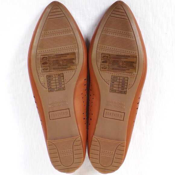 FOREVER 21 size 5.5 light-cognac almond-toe ballet flats all synthetic materials - Picture 14 of 16